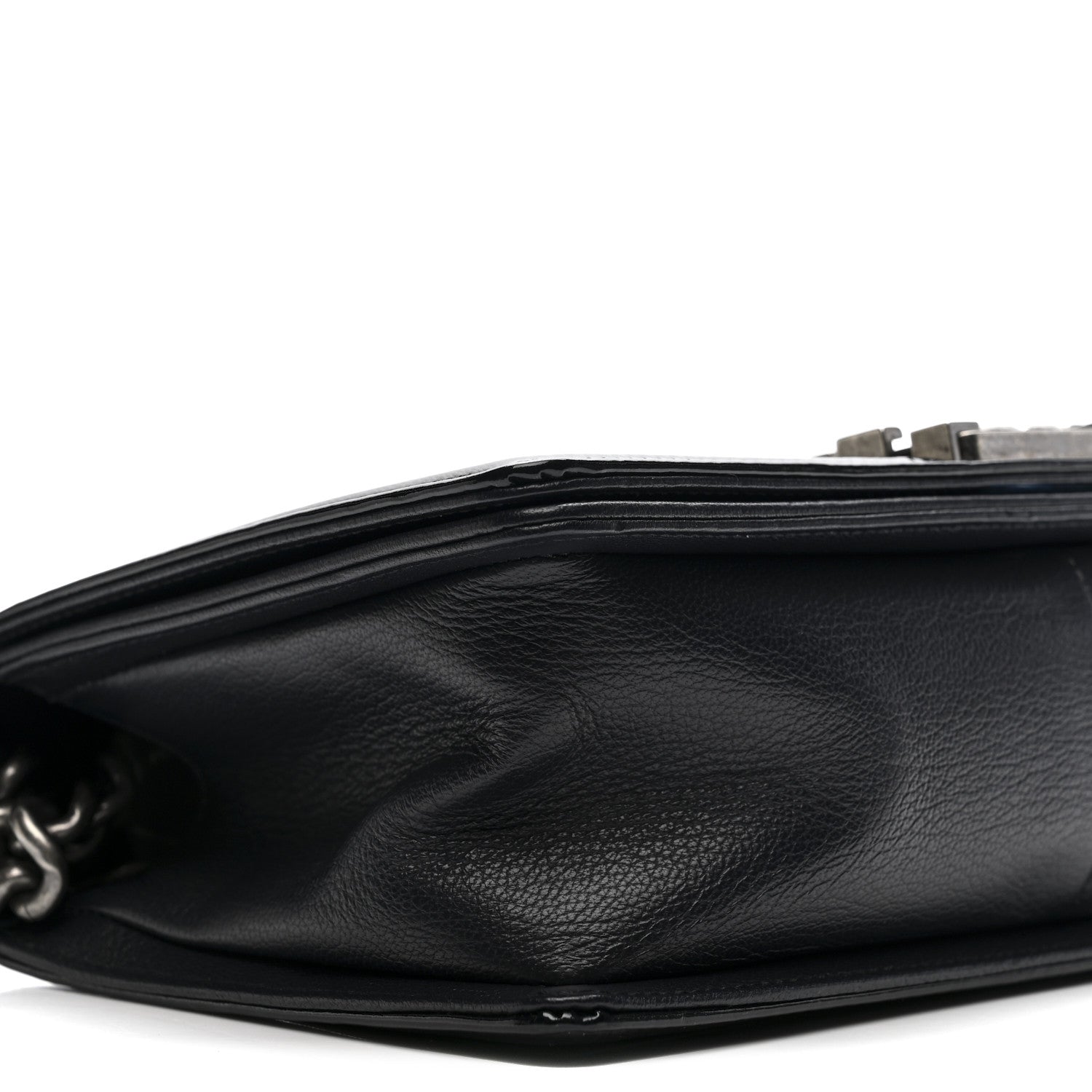 Chanel Goatskin Quilted Patent Medium Duo Boy Flap Dark Blue 9 of 13