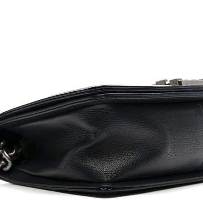 Chanel Goatskin Quilted Patent Medium Duo Boy Flap Dark Blue 9 of 13