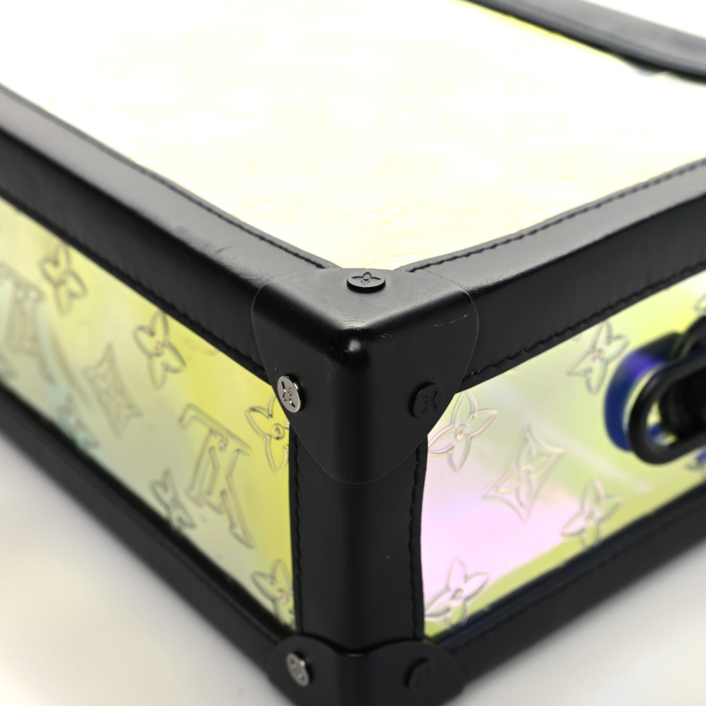 Calfskin PVC Monogram Solar Ray Soft Trunk Iridescent Prism Black