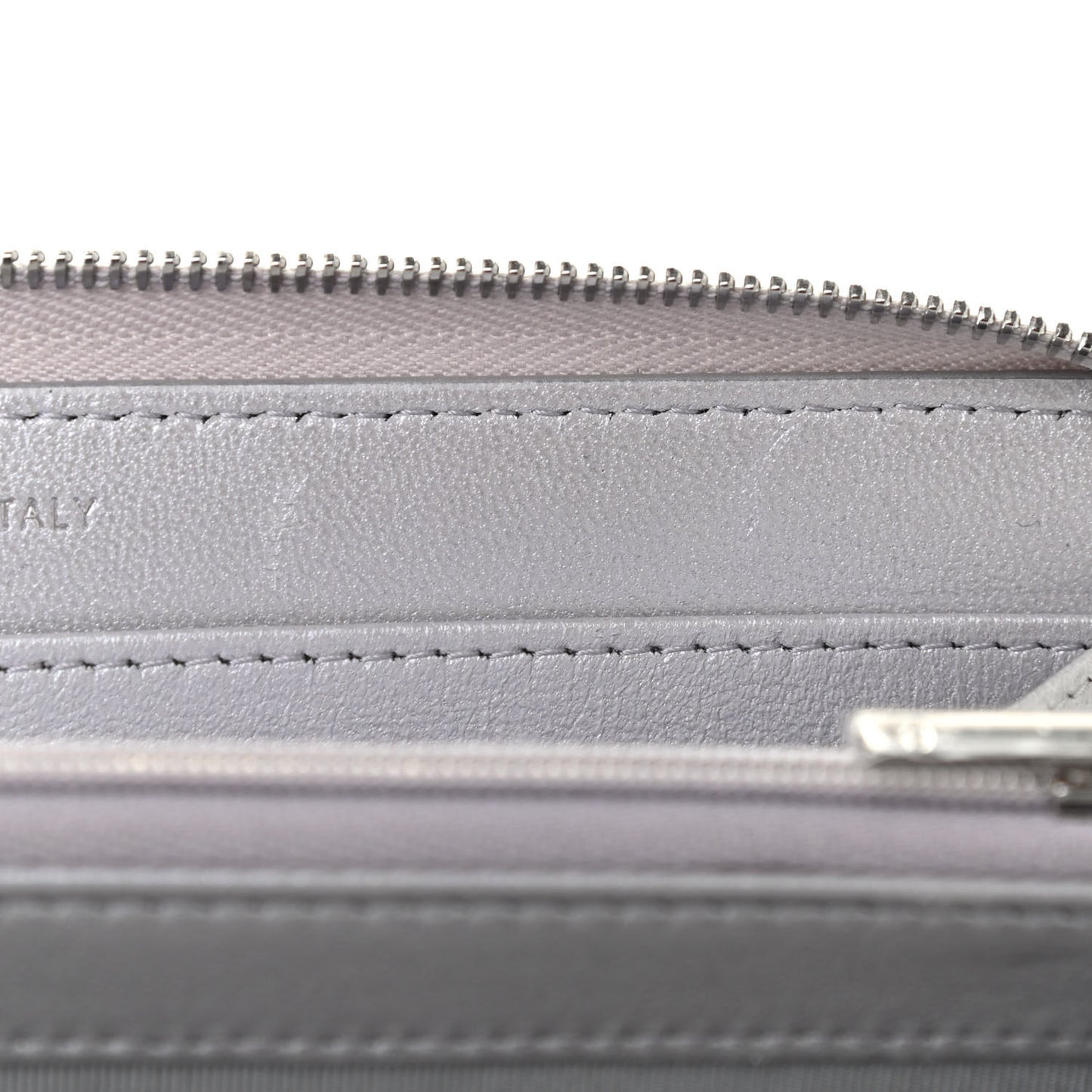 Metallic Caviar Quilted Large Gusset Zip Around Wallet Silver