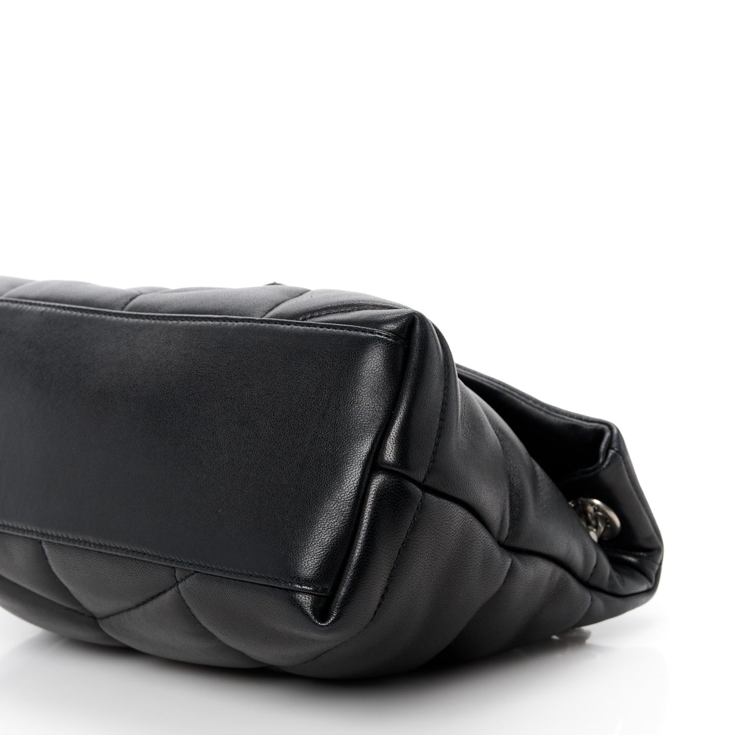 Lambskin Quilted Small Loulou Puffer Monogram Chain Satchel Black