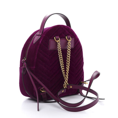 Gucci Velvet Matelasse GG Marmont Dome Backpack Fuchsia Violet Cyclamen 2 of 10