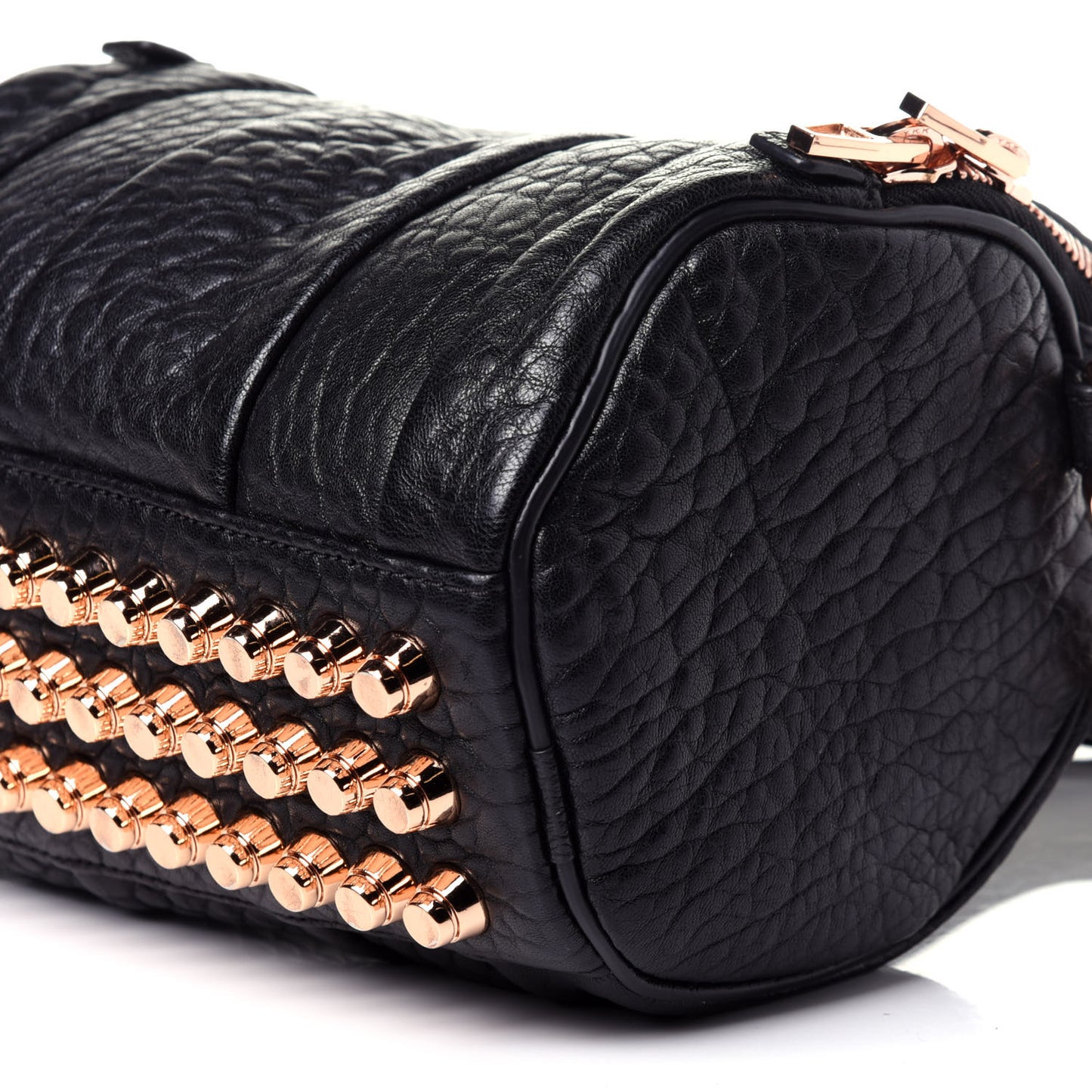 Pebbled Lambskin Mini Rockie Black Rose Gold Hardware