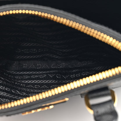 Prada Saffiano Lux Mini Galleria Double Zip Shoulder Tote Black 7 of 12