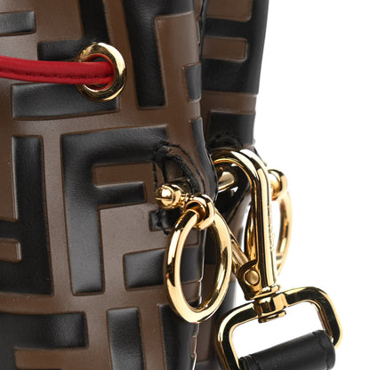 Fendi Vitello Grace F is Fendi Bi-Color FF 1974 Embossed Grande Mon Tresor Bucket Bag Maya Black Fragola 11 of 12