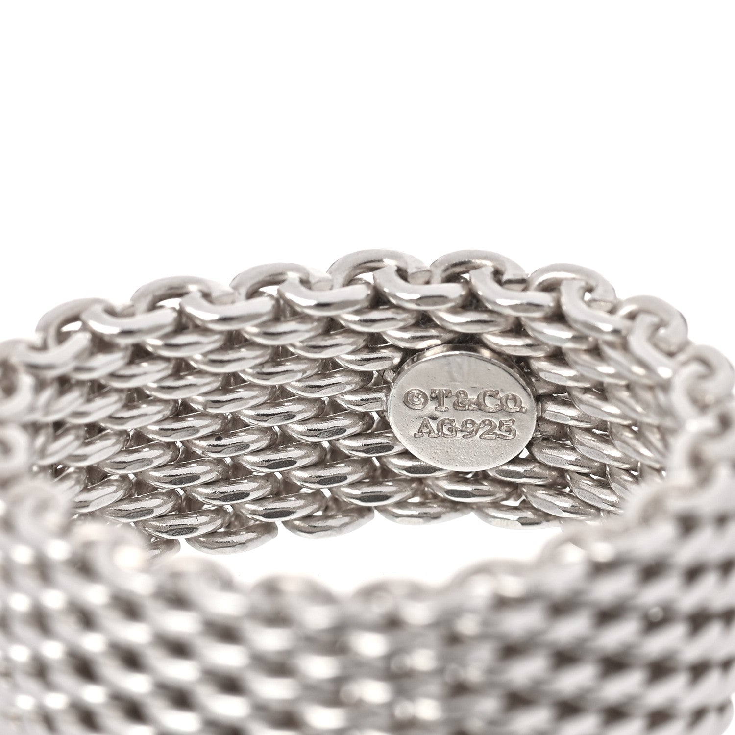 Tiffany Sterling Silver Somerset Mesh Ring 57 8 4 of 5