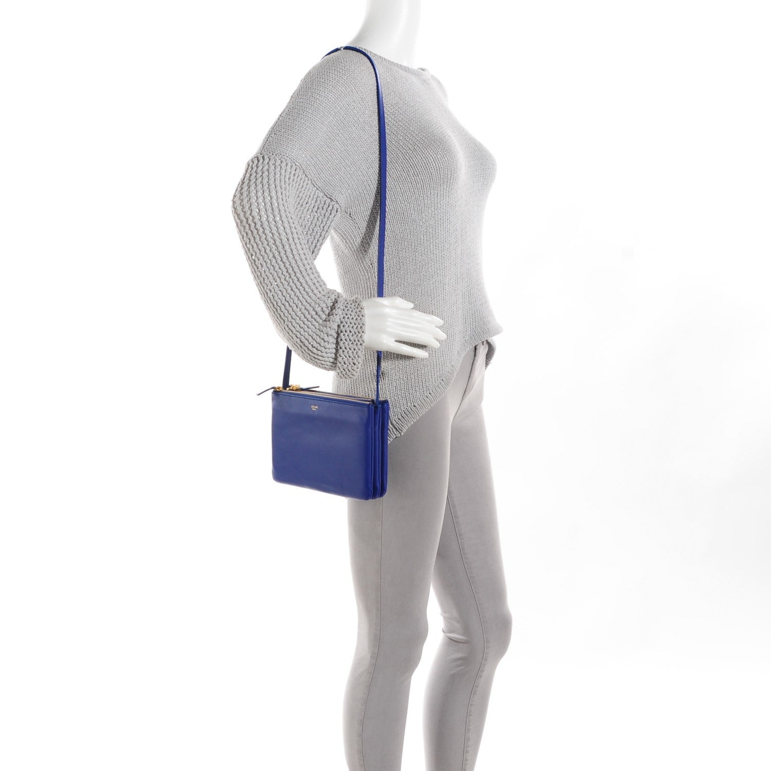Celine Lambskin Small Trio Crossbody Bag Indigo 2 of 8