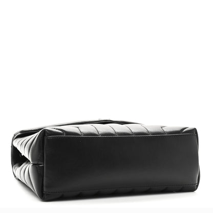 Saint Laurent Calfskin Y Quilted Monogram Monochrome Small Loulou Chain Satchel Black 4 of 10
