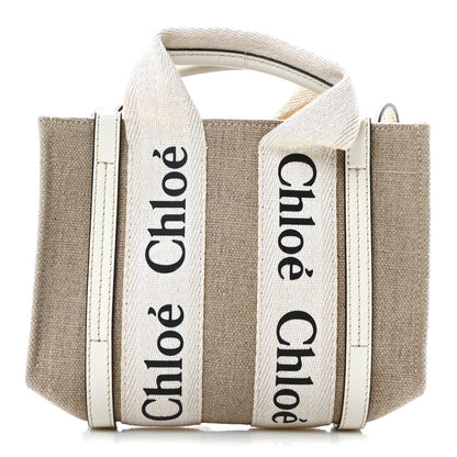 Chloe Cotton Calfskin Nano Woody Ribbon Tote With Strap White 1 of 10