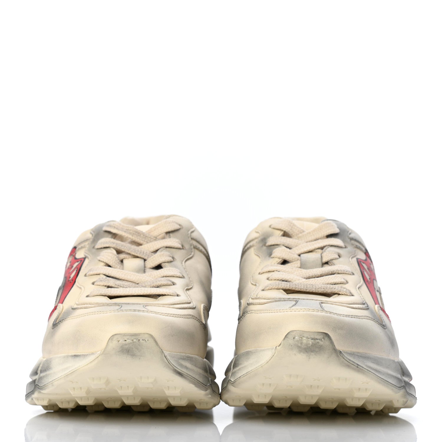 Gucci Calfskin Mouth Print Womens Rhyton Sneakers 35.5 Ivory 2 of 8
