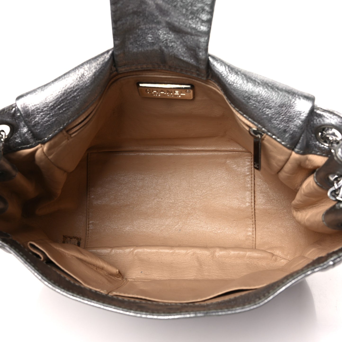 Metallic Deerskin Luxe Ligne Flap  Silver