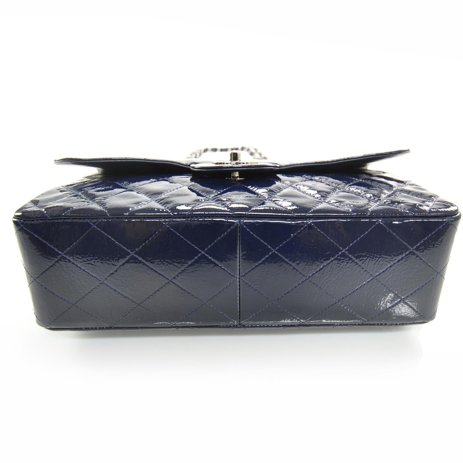 Chanel Crackled Patent Jumbo Flap Navy Blue 4 of 11
