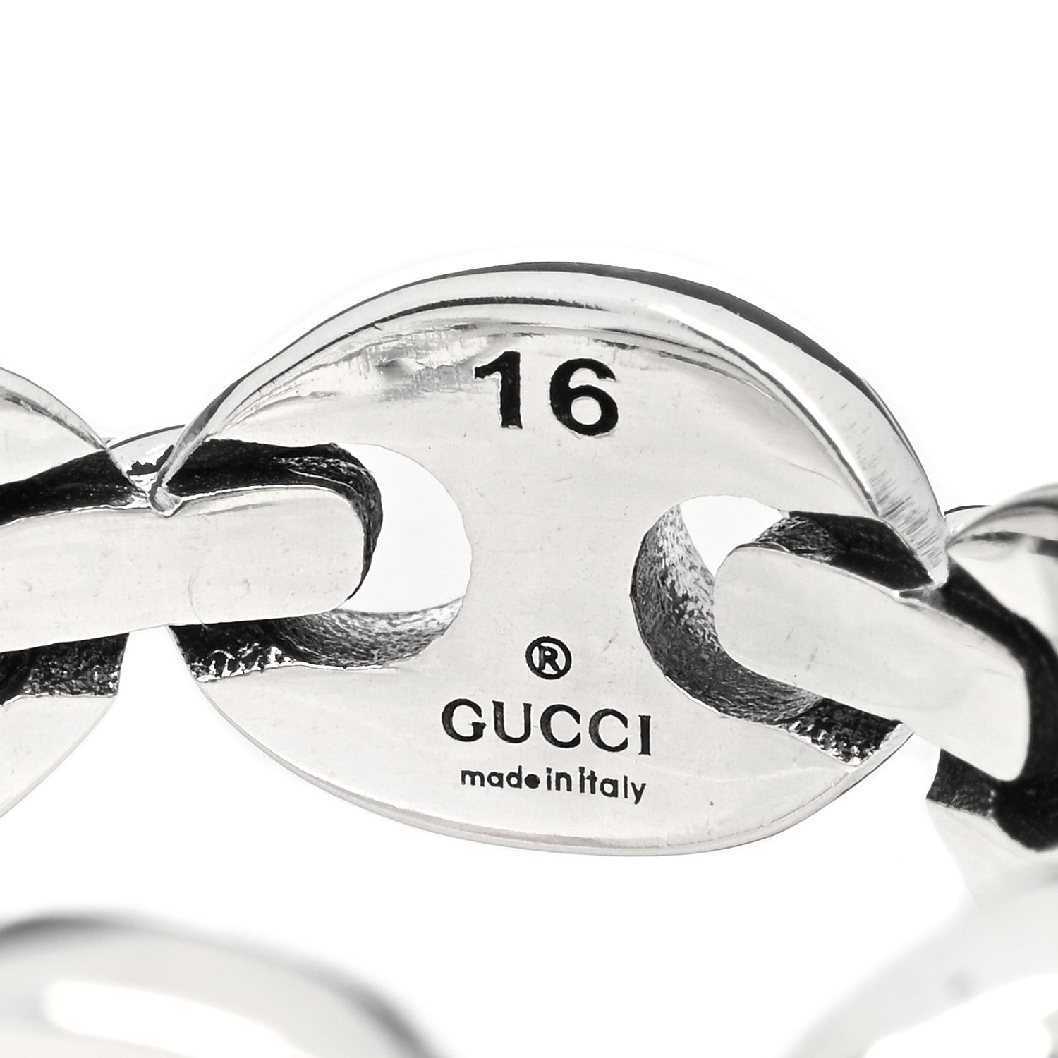 Gucci Sterling Silver GG Chain Ring 56 7.5 3 of 3