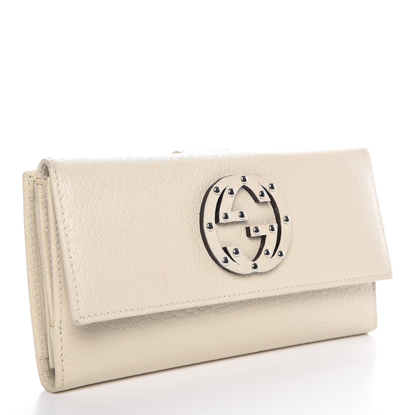 Calfskin Studded Soho Continental Wallet White