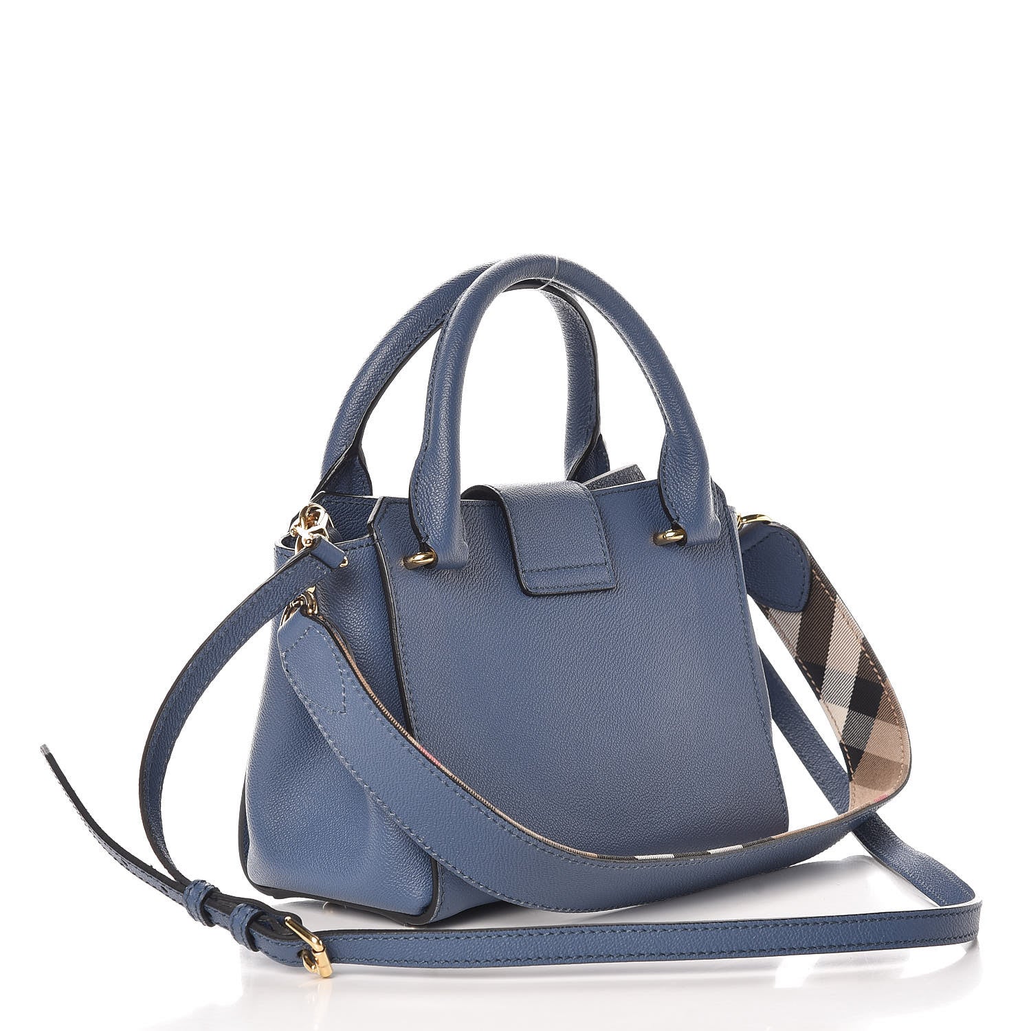 Burberry Soft Grain Calfskin Small Buckle Tote Steel Blue 4 of 10
