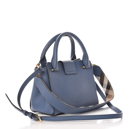 Burberry Soft Grain Calfskin Small Buckle Tote Steel Blue 4 of 10