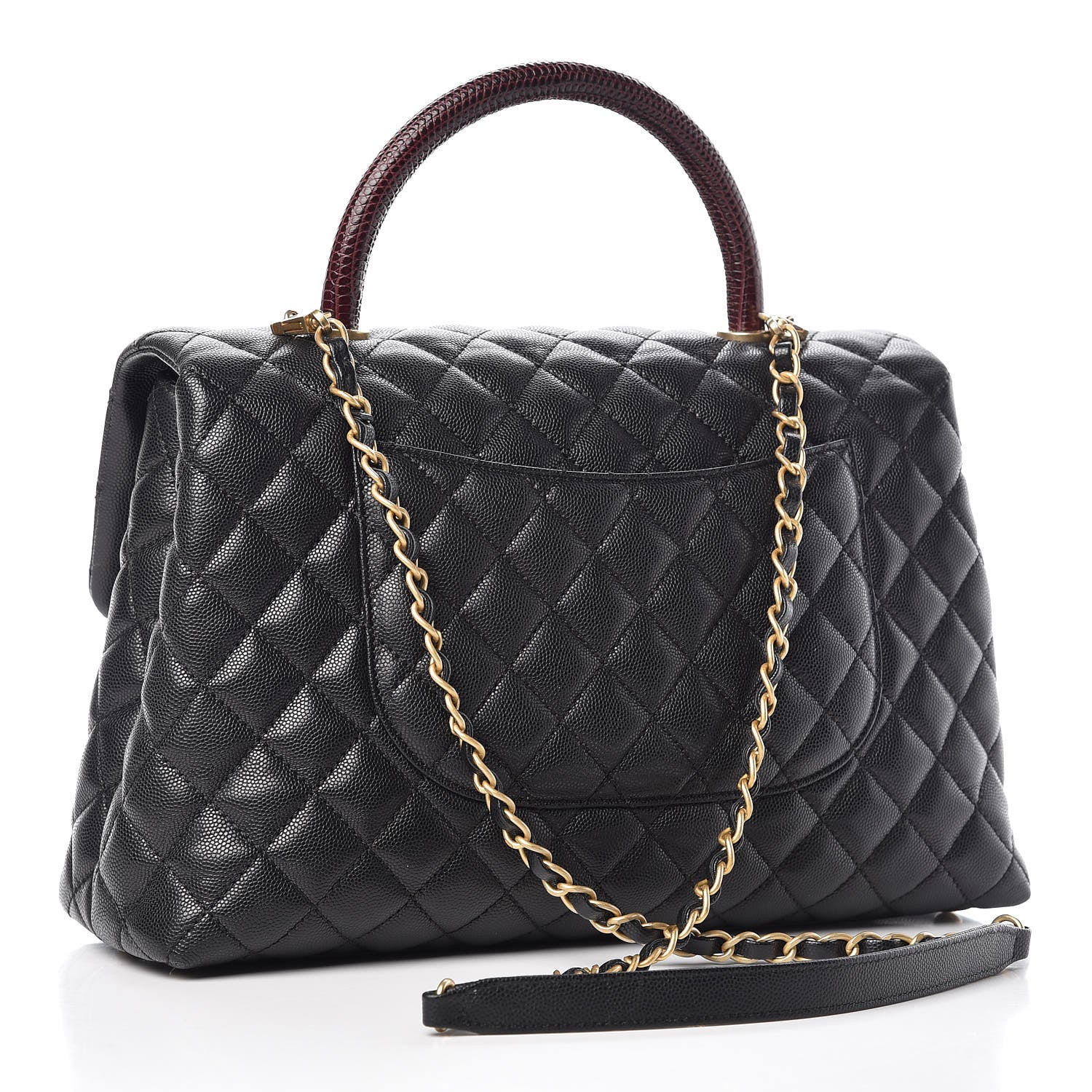 Chanel Caviar Lizard Quilted Medium Coco Handle Flap Black 3 of 8