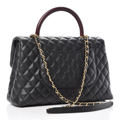 Chanel Caviar Lizard Quilted Medium Coco Handle Flap Black 3 of 8