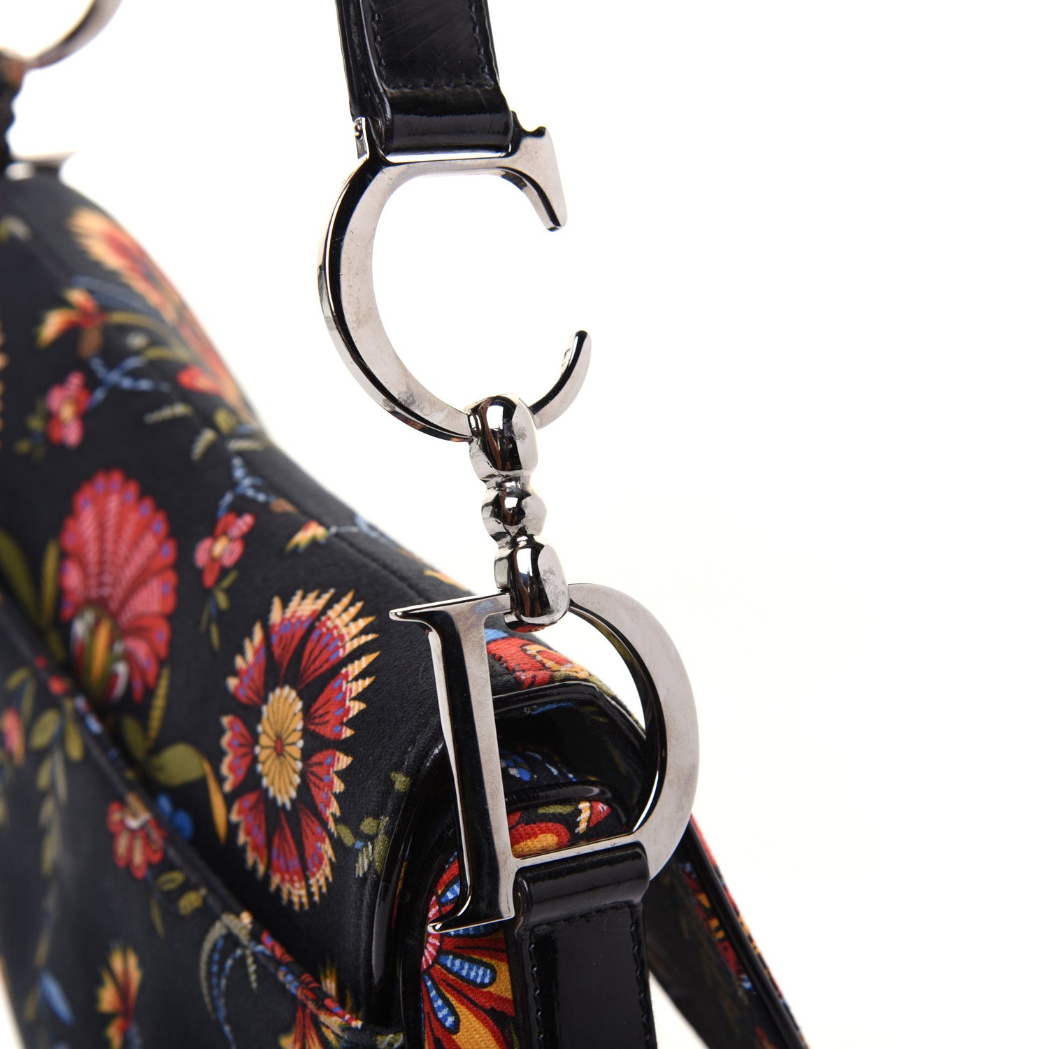 Christian Dior Canvas Floral Saddle Bag Black 11 of 16