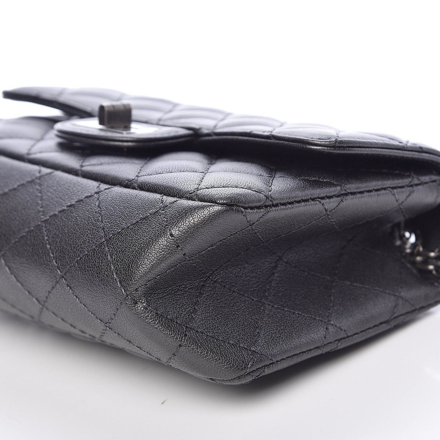 Chanel Metallic Sheepskin Quilted 2.55 Reissue Mini Flap Dark Silver 8 of 12