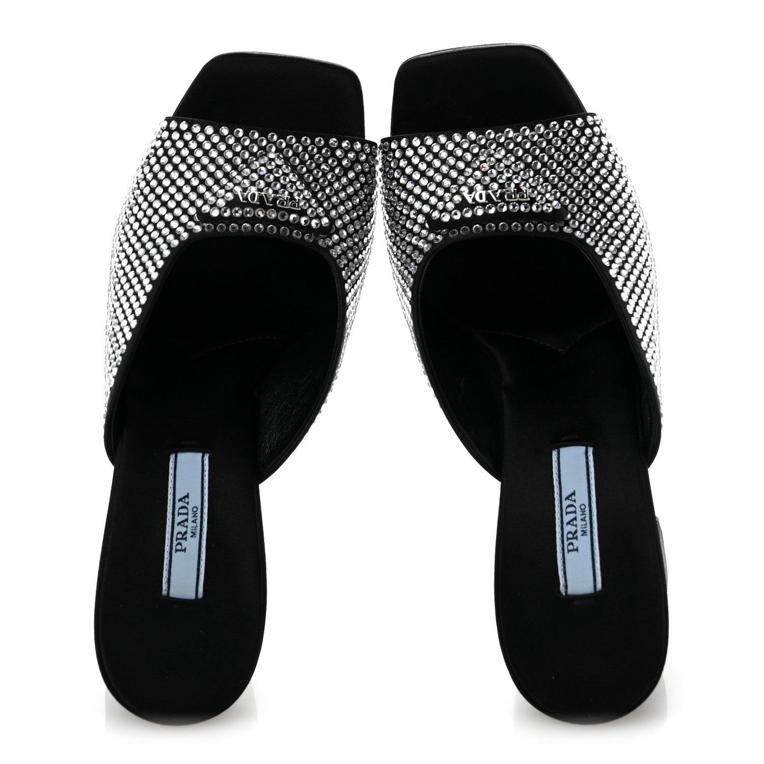 Prada Satin Crystal Logo 90mm Slide Sandals 36 Cristal 2 of 8