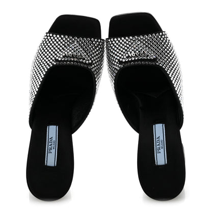 Prada Satin Crystal Logo 90mm Slide Sandals 36 Cristal 2 of 8