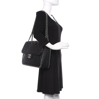 Chanel Washed Lambskin Quilted Maxi Chain Around Flap Black 2 of 9