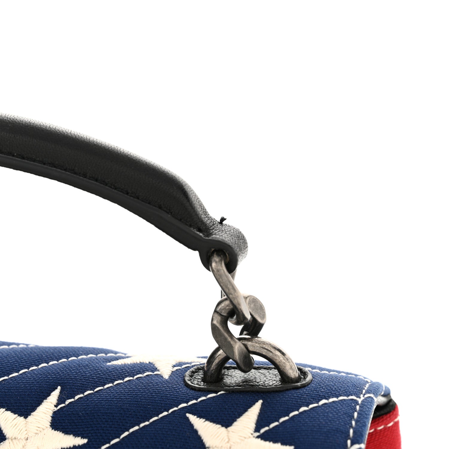Saint Laurent Canvas Matelasse Chevron American Flag Monogram Medium College Bag Red Blue 11 of 11