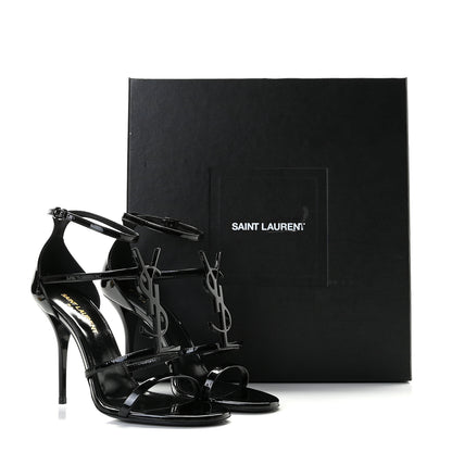 Saint Laurent Patent Cassandra 100 Ankle Strap Sandals 36 Black 5 of 12