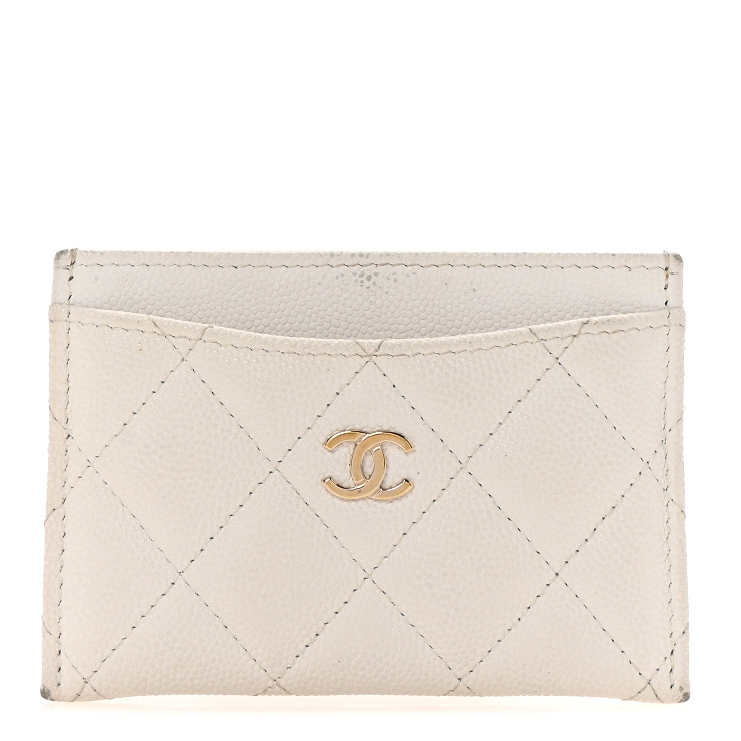Chanel Caviar Quilted Card Holder White 1 of 8