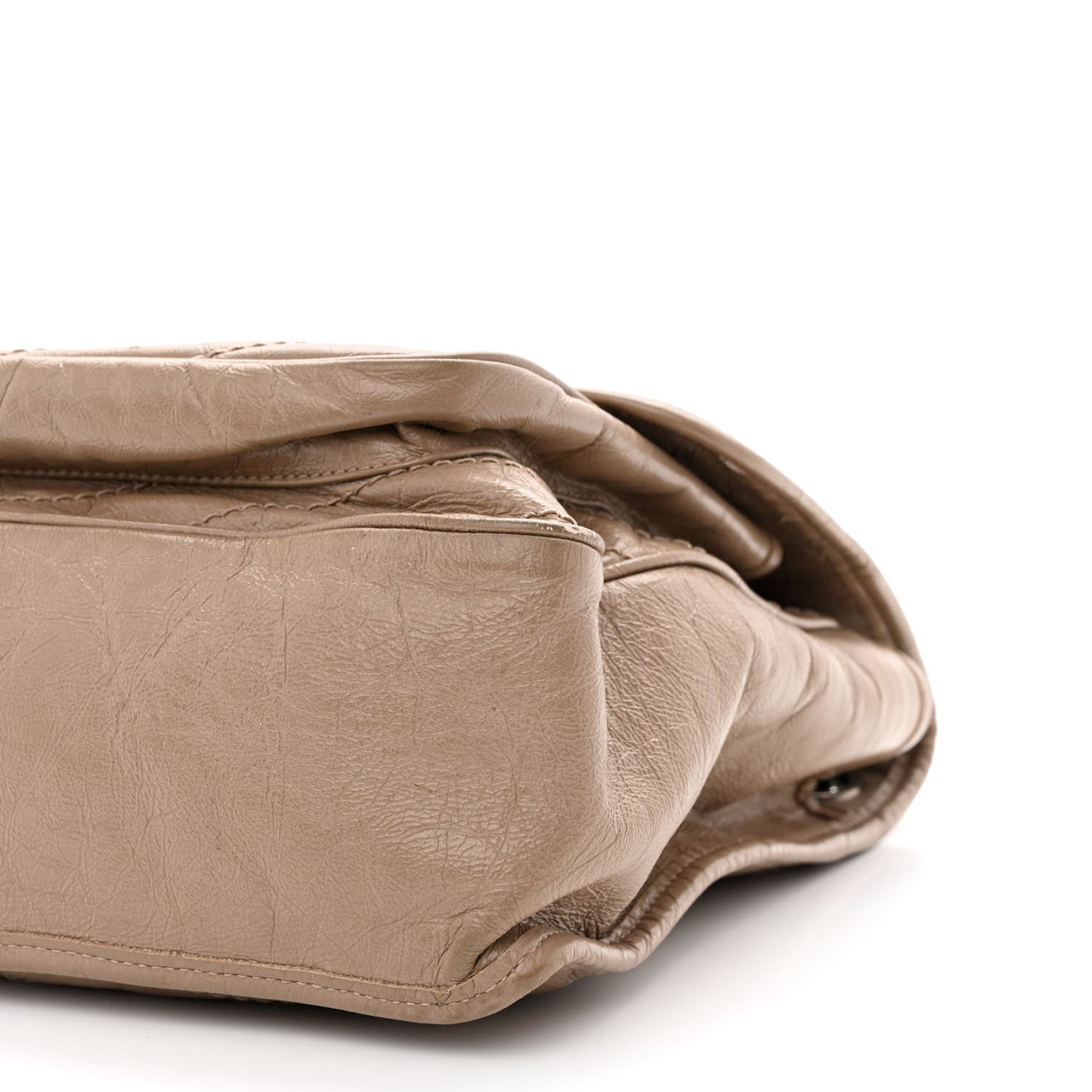 Crinkled Calfskin Matelasse Monogram Large Niki Chain Satchel Light Taupe