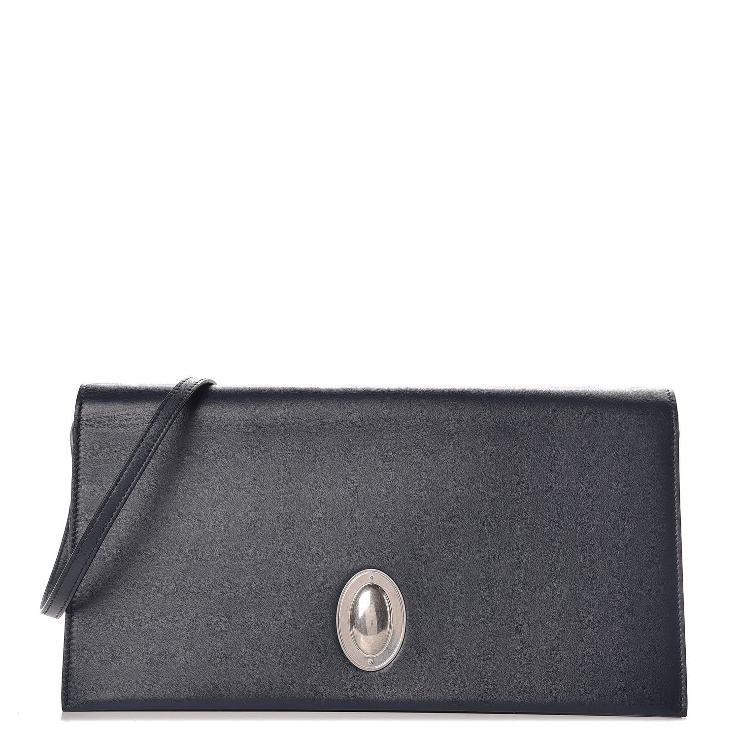 Celine Smooth Calfskin Oval Clutch Navy 1 of 8
