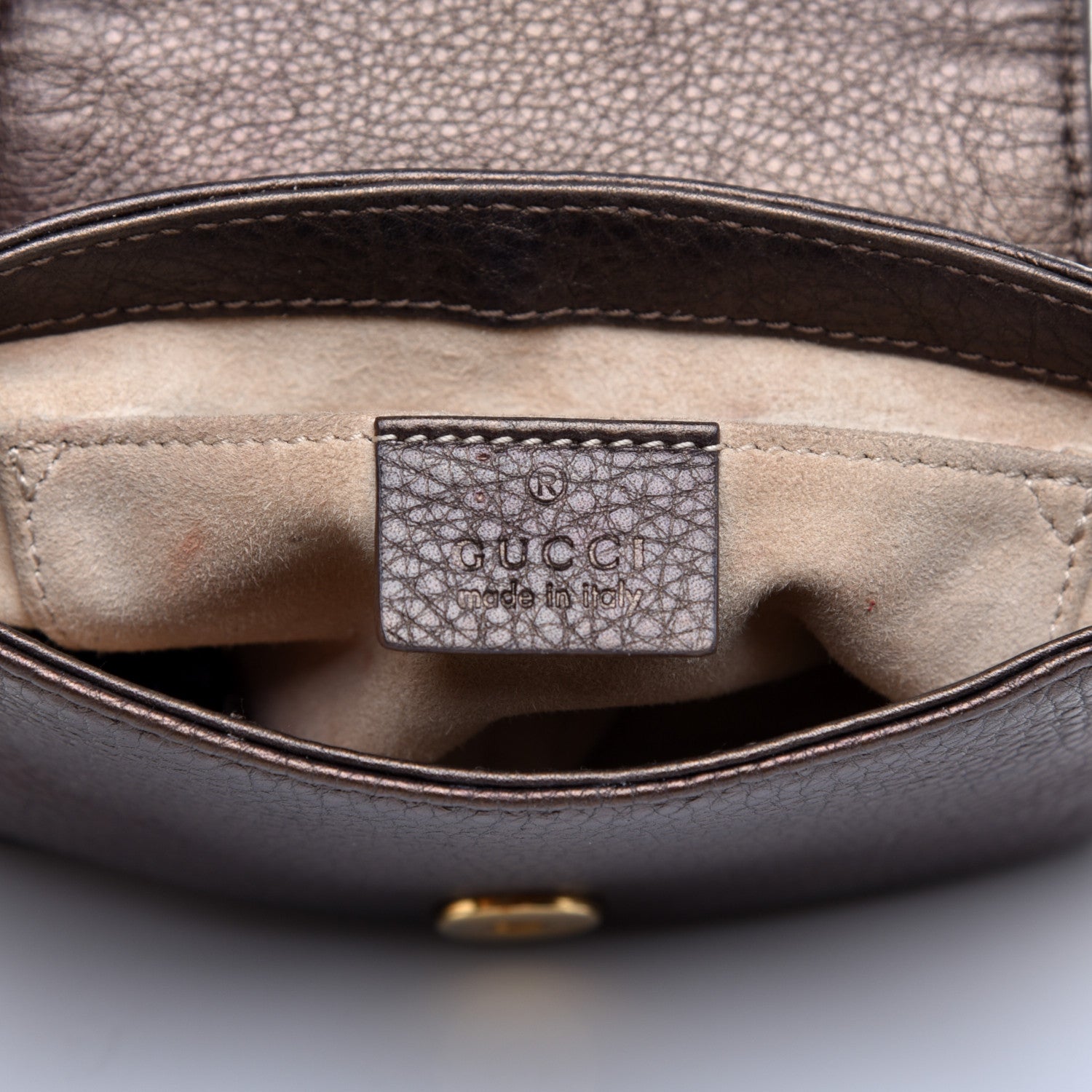 Gucci Metallic Pebbled Calfskin Small 1973 Chain Shoulder Bag Winter Leaf 8 of 10