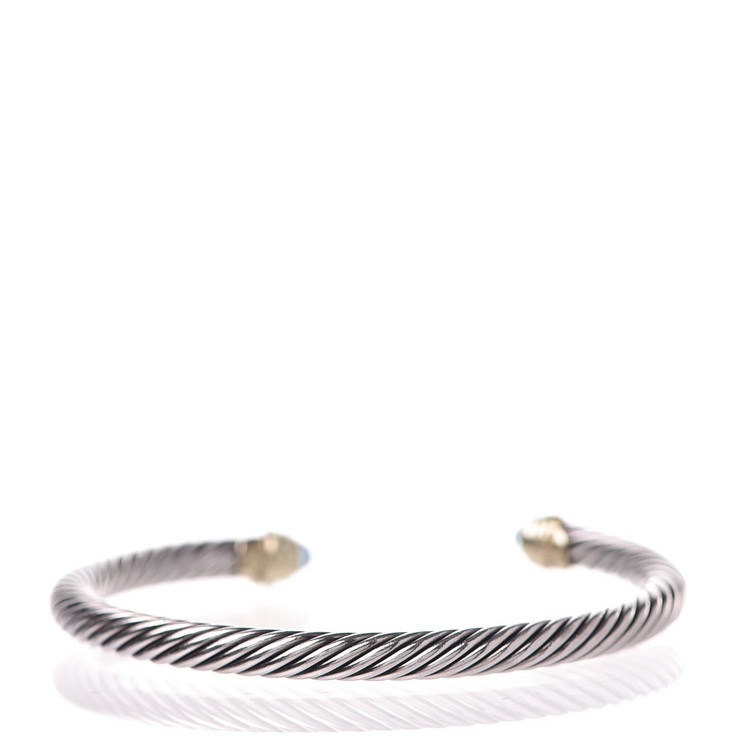 Sterling Silver 14K Yellow Gold Blue Topaz 5mm Cable Classics Petite Color Bracelet