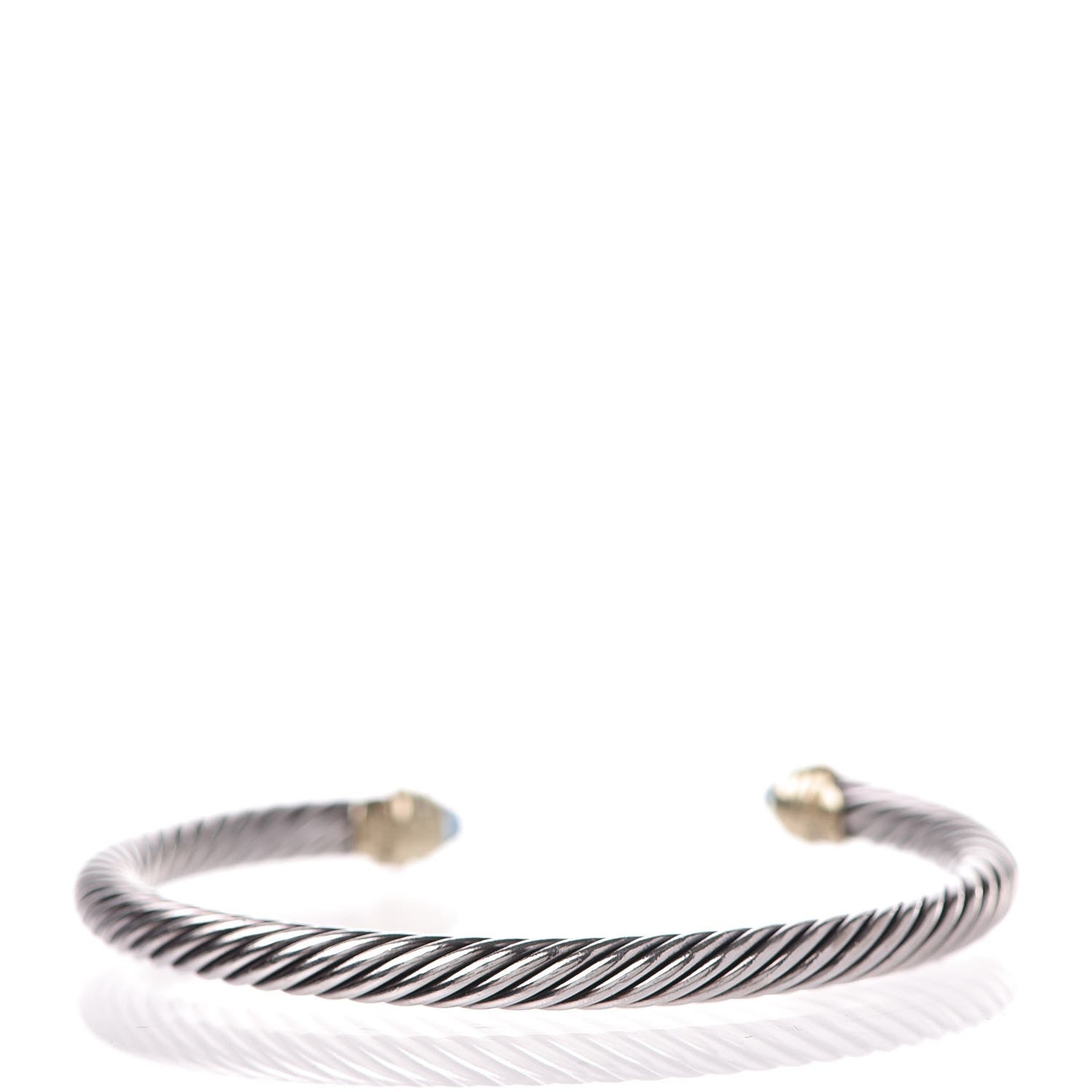 David Yurman Sterling Silver 14K Yellow Gold Blue Topaz 5mm Cable Classics Petite Color Bracelet 3 of 5