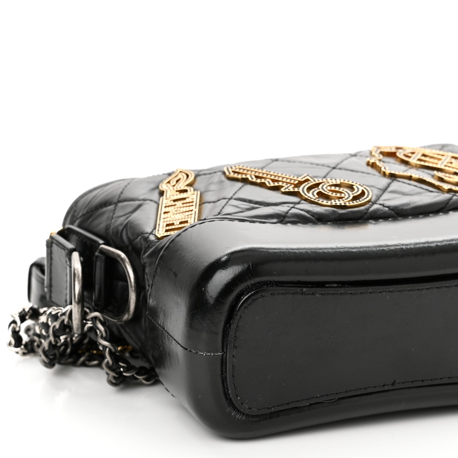 Chanel Aged Calfskin Quilted Charms Small Gabrielle Hobo Black 9 of 14