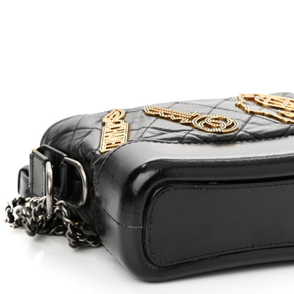 Chanel Aged Calfskin Quilted Charms Small Gabrielle Hobo Black 9 of 14