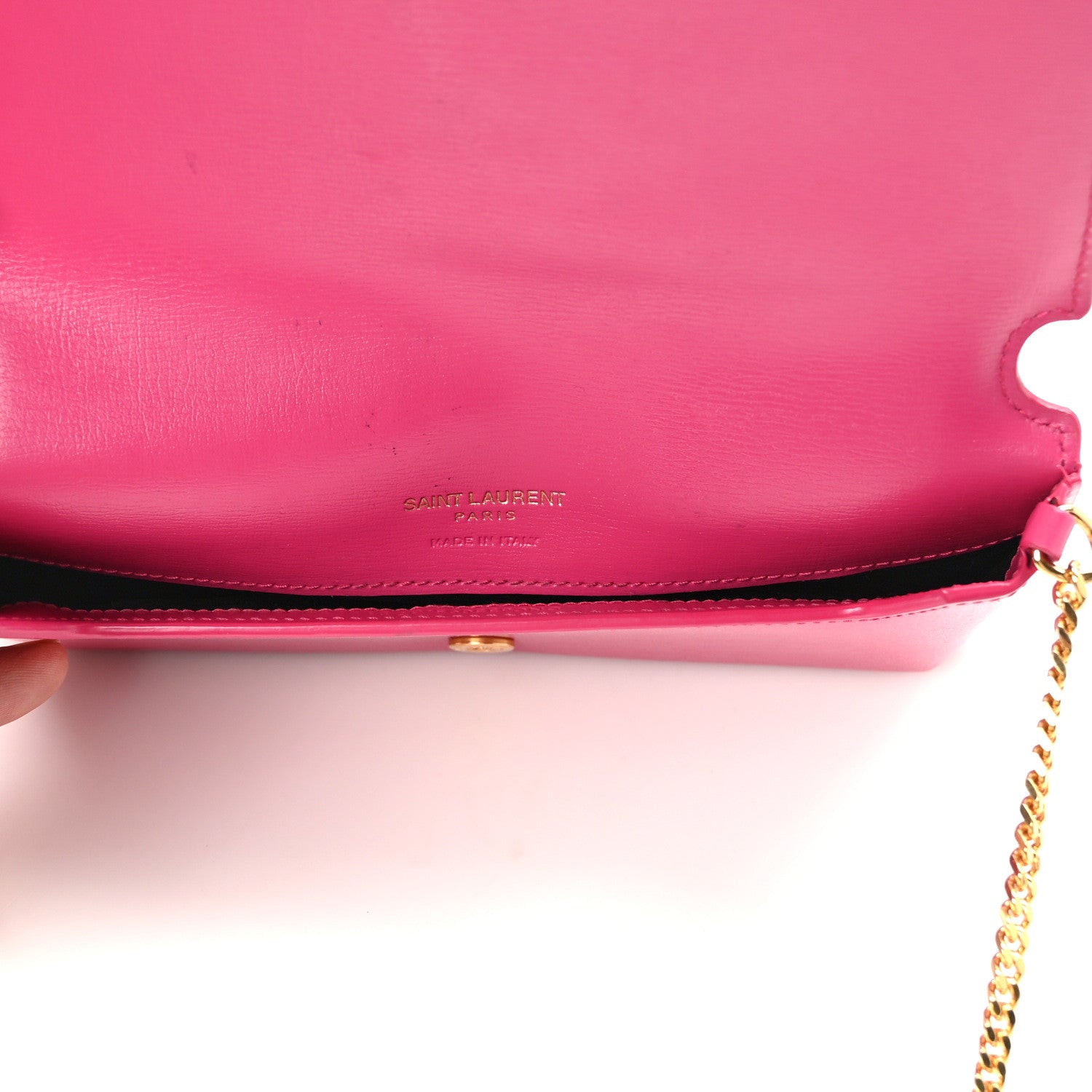 Saint Laurent Smooth Calfskin Monogram Phone Holder Crossbody Fuchsia Couture 5 of 9