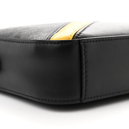 Fendi Glazed Fabric Vitello Liberty FF 1974 Diagonal Medium Camera Case Black Sunflower 9 of 10