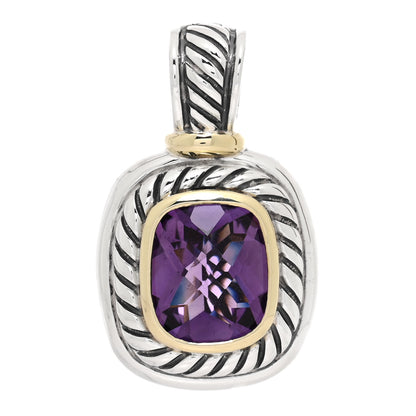 David Yurman Sterling Silver 14K Yellow Gold Amethyst 10mm Albion Pendant 1 of 3