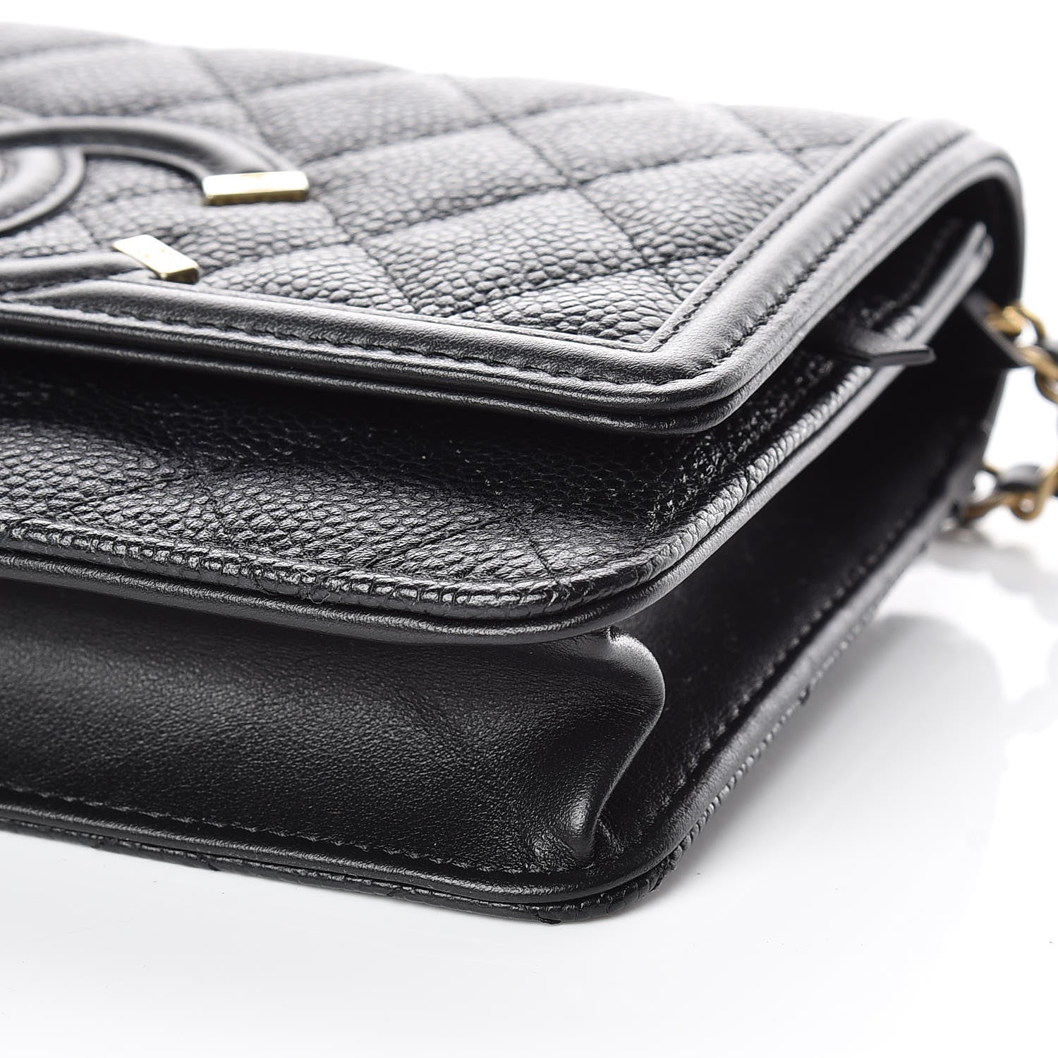 Chanel Caviar Quilted CC Filigree Wallet On Chain WOC Black 9 of 11
