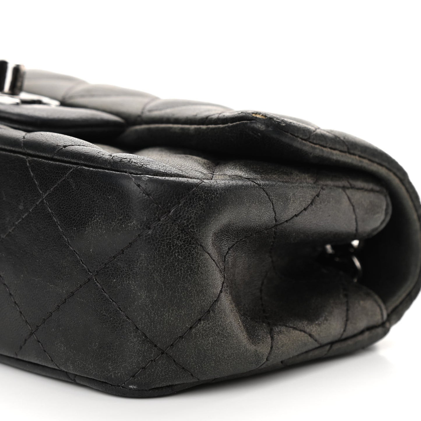 Lambskin Quilted Extra Mini Rectangular Flap Black