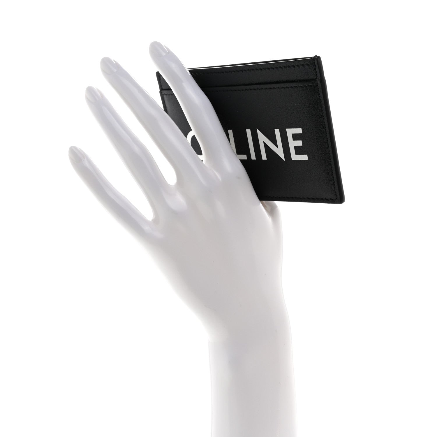 Celine Calfskin Logo Card Holder Black 2 of 8