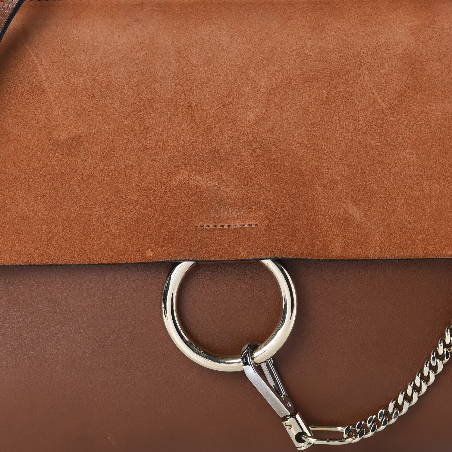 Chloe Suede Calfskin Medium Faye Shoulder Bag Tobacco 11 of 11