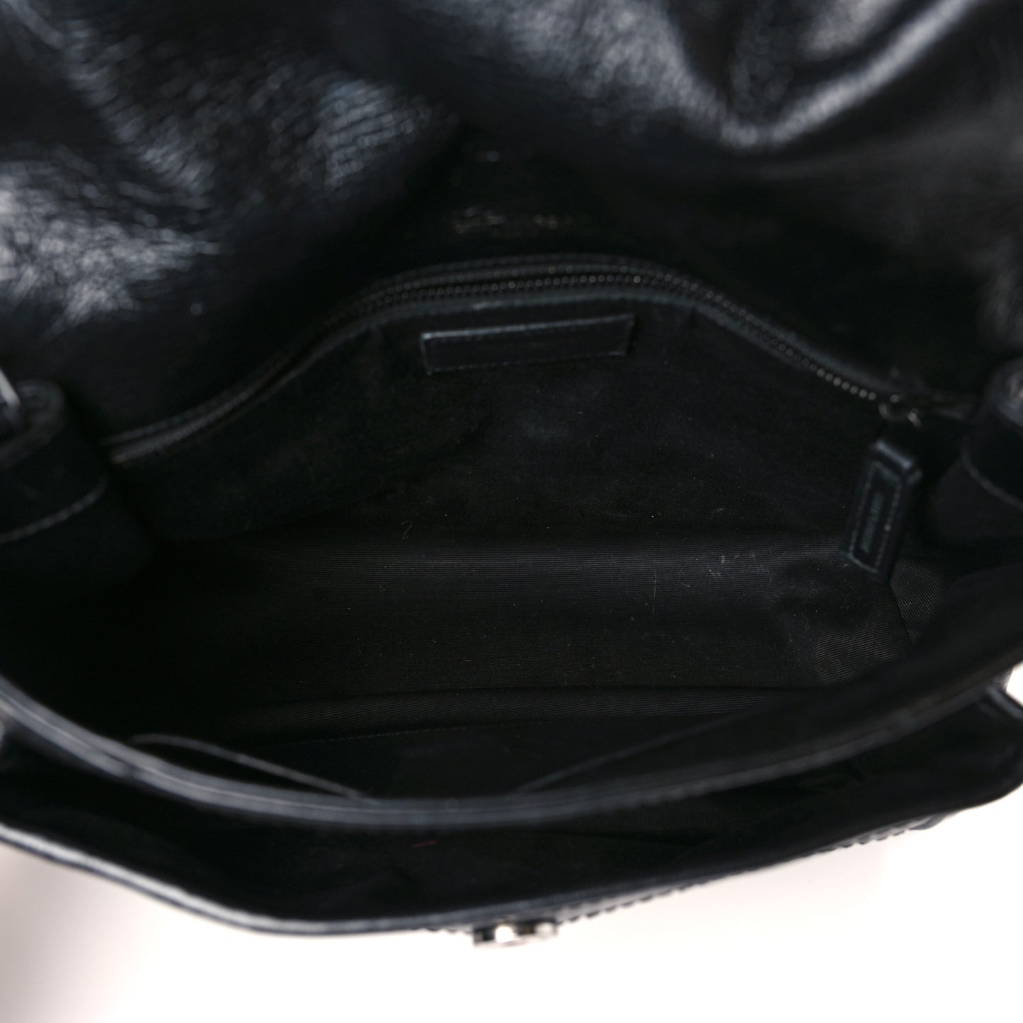 Crinkled Calfskin Matelasse Monogram Medium Niki Chain Satchel Black
