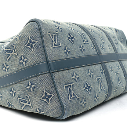 Louis Vuitton Monogram Washed Denim Keepall Bandouliere 50 Blue 9 of 10
