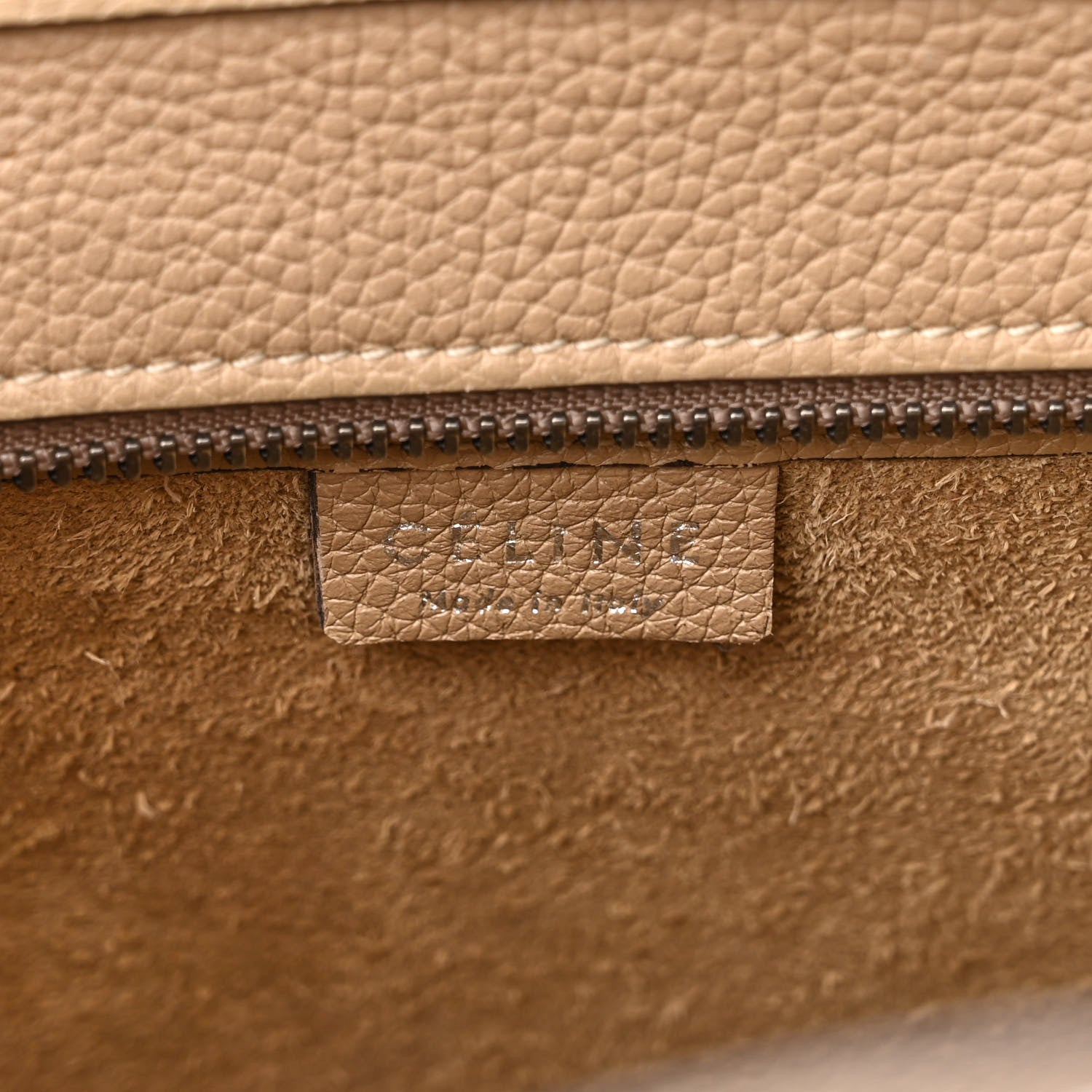 Celine Drummed Calfskin Nano Luggage Dune 6 of 17