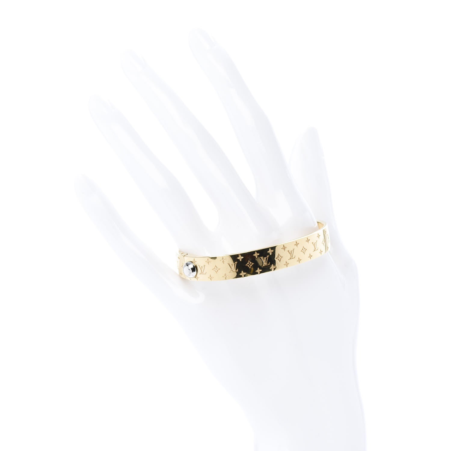 Louis Vuitton Brass Monogram Nanogram Cuff S Gold 2 of 7