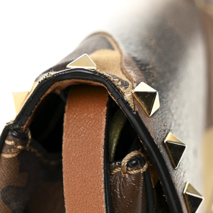 Valentino Garavani Nappa Canvas Camouflage Mini Rockstud Flap Saddle Crossbody Bag Beige Multicolor 11 of 12