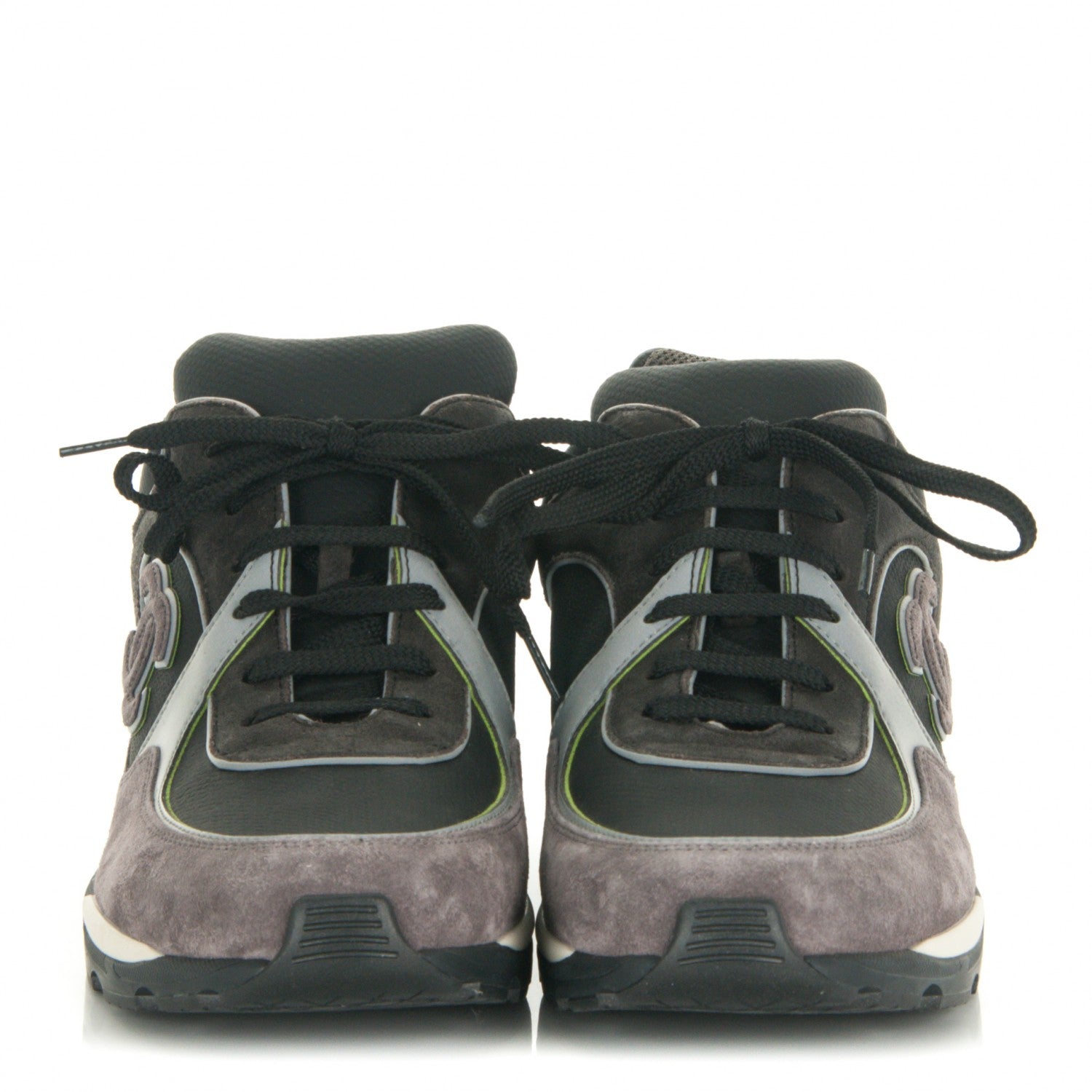 Chanel Suede Calfskin CC Sneakers 40 Black Gray 2 of 7
